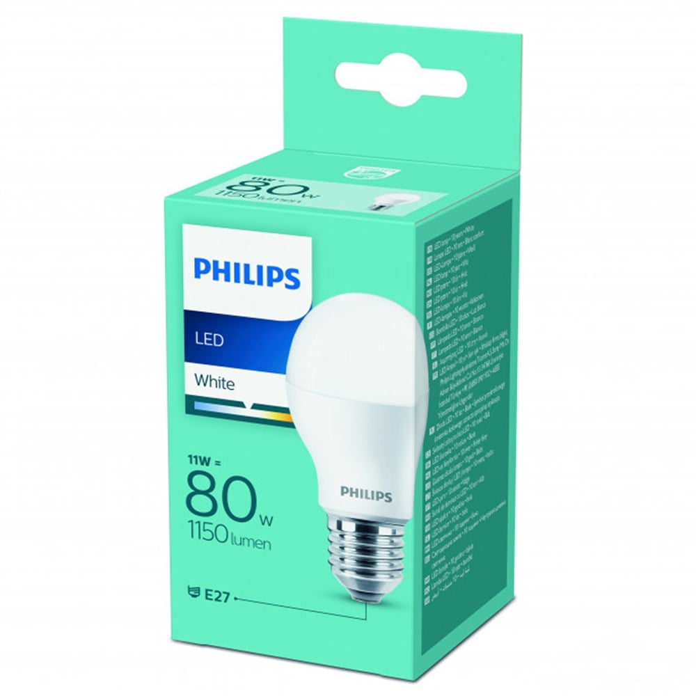LED lamp, Philips, 11W/80 W, E27, 3000 K, A55 | Meg