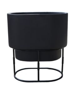 Flower pot, fibreclay, black, 42x27x50 cm