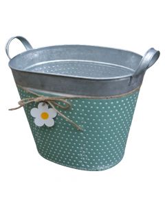 Vazo  lulesh, metalike, gri/jeshile, 24x18.5x18.5 cm