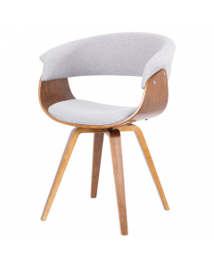 Bar chair, plywood frame (walnut), plywood legs (walnut), fabric, grey, 62x51.5xH78 cm