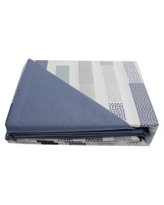 Bedlinen set, single, cotton, grey/blue, 160x240 cm; 90x190+25 cm; 50x80 cm(x1)