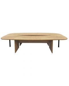 Tavolinë mbledhje, MT 04, melaminë, ovale, lisi/antrasit, 360x160x75 cm