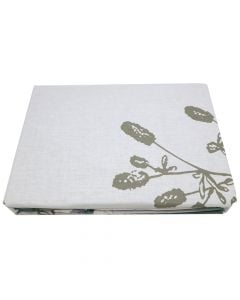 Duvet cover set, single, cotton, white/gray flower, 160x240+10 cm (x1); 90x200+30 cm (x1); 50x80+5 cm (x1)