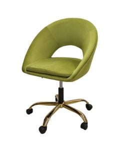 Office chair, Salmart, velvet upholstery, metal structure, green/golden, 50x49xH80-90 cm