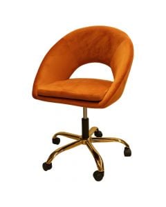 Office chair, Salmart, velvet upholstery, metal structure, orange/golden, 50x49xH80-90 cm