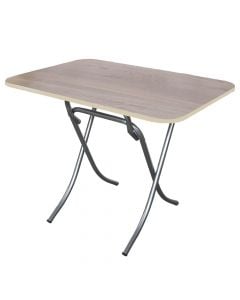 Tavolinë me palosje, syprinë melaminë, këmbë metali, kafe/bezhë, 70x110xH75 cm