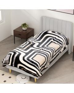 Blanket, Raschel, single, polyester, black/brown, 160x220 cm