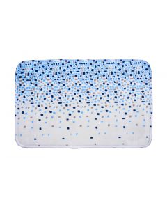 Bath mat, cotton, white and blue, 45x75 cm