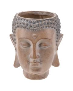 Vazo lulesh, Buddha, polirezinë,  kafe/gri, 17xH20 cm