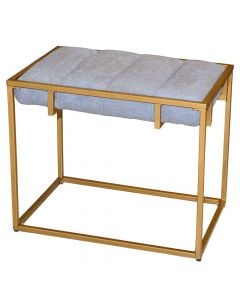 Stool, metallic frame (golden powder), plywood tabletop, grey, 55x38xH48 cm