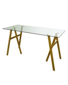 Tavolinë, strukturë metali, syprinë xhami, 60x140xH76.5 cm