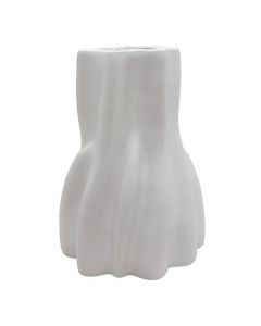 Vazo dekorative, qeramikë, e bardhë, 24x24x33.5 cm