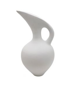 Vazo dekorative, qeramikë, e bardhë, 21x21x42.5 cm