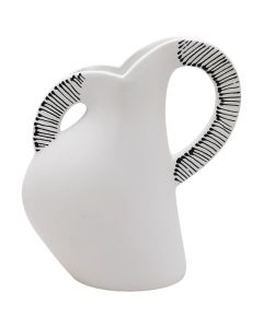 Vazo dekorative, qeramikë, e bardhë/e zezë, 22x9x25 cm