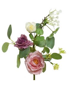 Lule artificiale, Rose, plastike, jeshile/rozë, 50x10xH3 cm