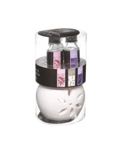 Aromatik ambjenti set,  3 aroma vaj lulesh,  me djegje,  xham,  të ndryshme 8.5x7.5xH8 cm