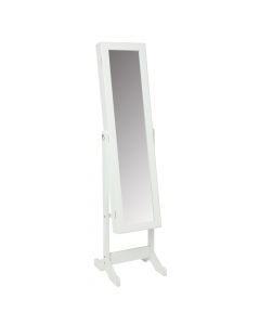 Mbajtëse bizhutersh , Kristin,  me pasqyrë,  xham/mdf,  e bardhë 34x13xH119.5 cm