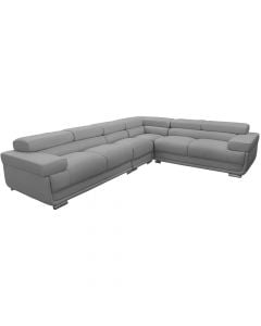 Corner sofa, 2S(Left)+Corner+ 1S+ 2S(Right), leather, dark grey, (268x216)x104xH93/74 cm