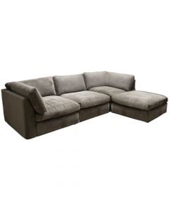 Corner sofa, Ote Rocket, textile upholstey, grey, 302x105xH63/76 cm; 90x90xH43 cm