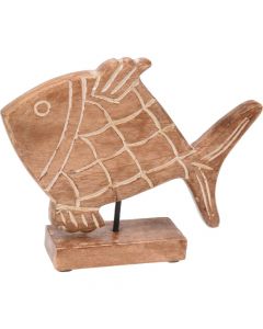 Objekt dekorativ, Fish, dru mango, natyrale, 20 cm