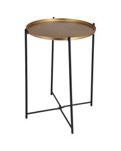 Tavolinë anësore, metalike, e zezë/floriri, Ø35xH47 cm