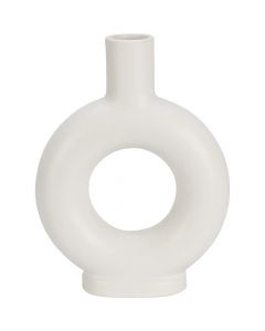 Mbajtëse qiriri, ovale, qeramike, e bardhë, 18 cm