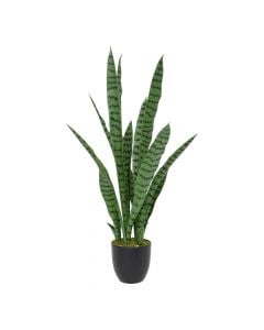 Lule artificiale, Sansevieria, në vazo, plastike, e zezë/jeshile, Ø33xH90 cm