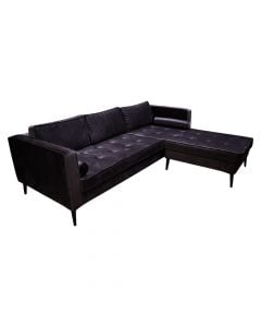 Corner sofa, Capriss, right, textile upholstery, dark grey, (235x197)x100xH70 cm