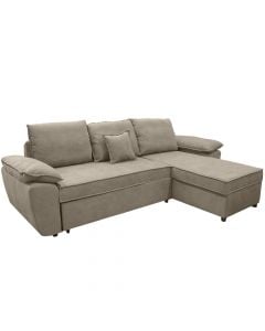 Corner sofa, Helena, right, textile upholstery, beige, 270x95x165 cm