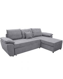 Corner sofa, Helena, right, textile upholstery, grey, 270x95x165 cm