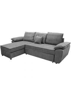 Corner sofa, Helena, left, textile upholstery, grey, 270x95x165 cm