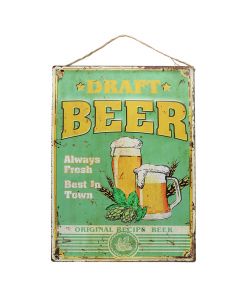 Dekorues muri, Draft Beer, me varje, metal, jeshile/e verdhë, 28x40 cm