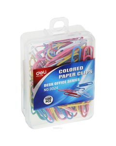 Metal paper clips, Deli, 29 mm, No 3, mix color