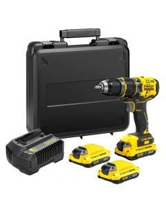 Battery drill, Stanley, Fatmax, 80 Nm, 18 V, 3x2.0 Ah, 13 mm metal, 13 mm concrete, 40 mm wood, 0-35700 impacts per minute