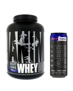 Protein, Whey, Isolate, Animal, 2.27 kg, Vanilla, 25 g protein per serving, 11.5 g amino acid, 5.5 g BCAA + Pre-Workout Energy Drink, Applied Nutrition, 330 ml