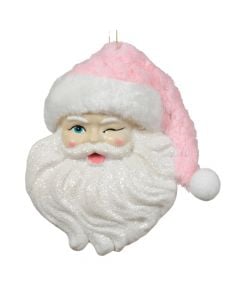 Hanging decorative object, santa, plastic, white/pink color, L14 x W6 x H14 cm