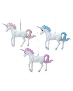 Hanging decorative object, Unicorn, plastic, white color, L14 x W3 x H 10 cm