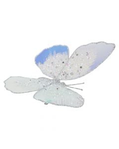 Decorative object, butterfly, plastic, blue color (iris), L2 x W16 x H16 cm