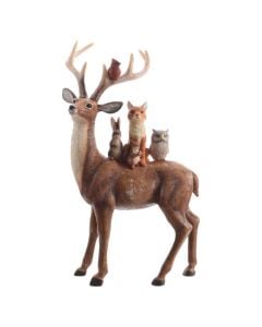 Decorative figure, deer, polyresin, brown, L8 x W16 x H25.5 cm