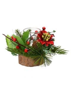 Mbajtese qiriri me motive Christmas, PE/PVC, ngjyre jeshile me kafe, L15 x W15 x H10 cm