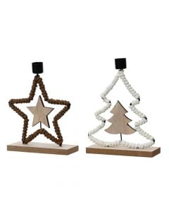 Objekt dekorues me motive Christmas (pk 5), yll+peme Viti I Ri, metal+dru, L5 x W15 x H18.5 cm