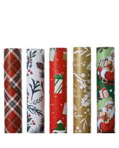 Leter per mbeshtjelljen e dhuratave me motive Christmas, ngjyra dhe motive te ndryshme, L200 x W70 cm