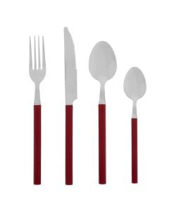 Set servirje lugë pirunj (PK 24), inoks, kuqe, 27.5 x 16.5 x  H. 6.5 cm