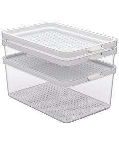 Set organizues frigoriferi (3 copë), plastike, transparente/e bardhë, 1x1.3 L / 1x2.6 L / 1x4.65 L