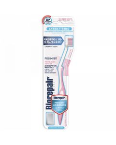 Curved toothbrush, Biorepair, plastic, 22x5 cm, pink, 1 piece