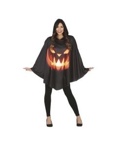 Cape with hood, adult, black, 1 piece