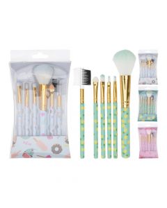 Make up brush set, plastic, mixed, 6 pieces, 1 pack