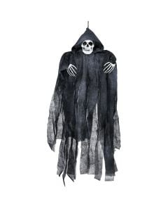 Hanging decoration for Halloween, skeleton, black, plastic/polyester, 90 cm, 1 piece