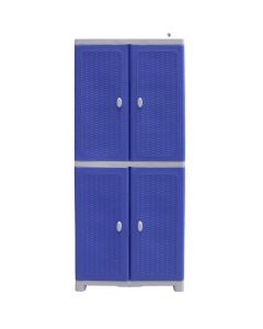 Kabinet plastik me 4 rafte, e bardhe + blu, 70x44x173.5 cm, polipropilen, 1 cope