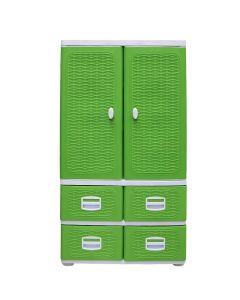 Kabinet plastik me 2 rafte, e bardhe + jeshile, 70x44x139 cm, polipropilen, 1 cope